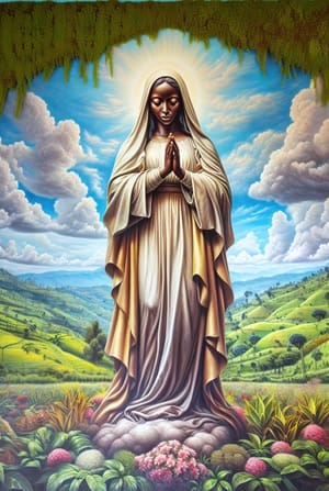 Nyina wa Jambo(Mother of the Word) Kibeho, Rwanda - Soft Canvas - Her Questioning